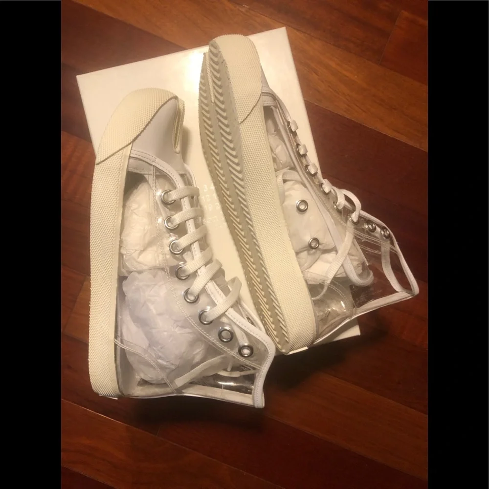MAISON MARGIELA Tabi Leather-trimmed Pvc Split-toe Sneakers In Clear